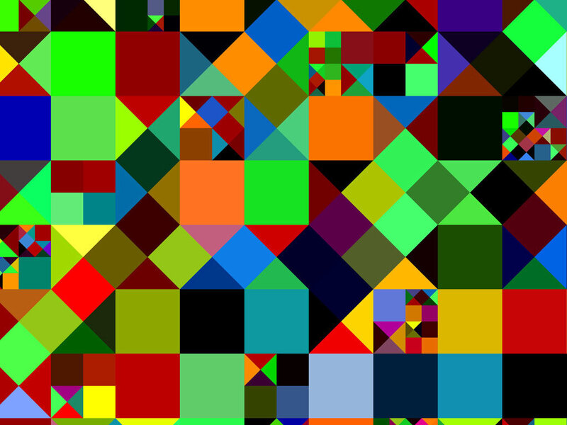Colorful Geometric Pattern — Green, Vibrant, Abstract, Squares, Triangles, Colors