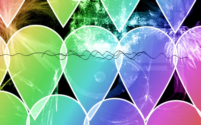Colorful Geometric Pattern — Green, Vibrant, Abstract, Triangles, Circles