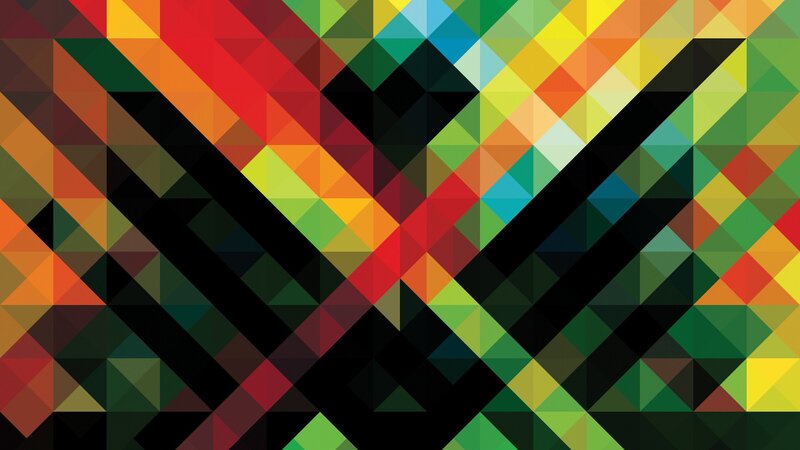 Colorful Geometric Pattern — Green, Vibrant, Abstract, Triangles, Diamonds
