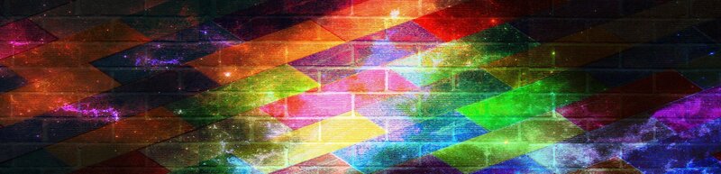 colorful geometric pattern on brick wall