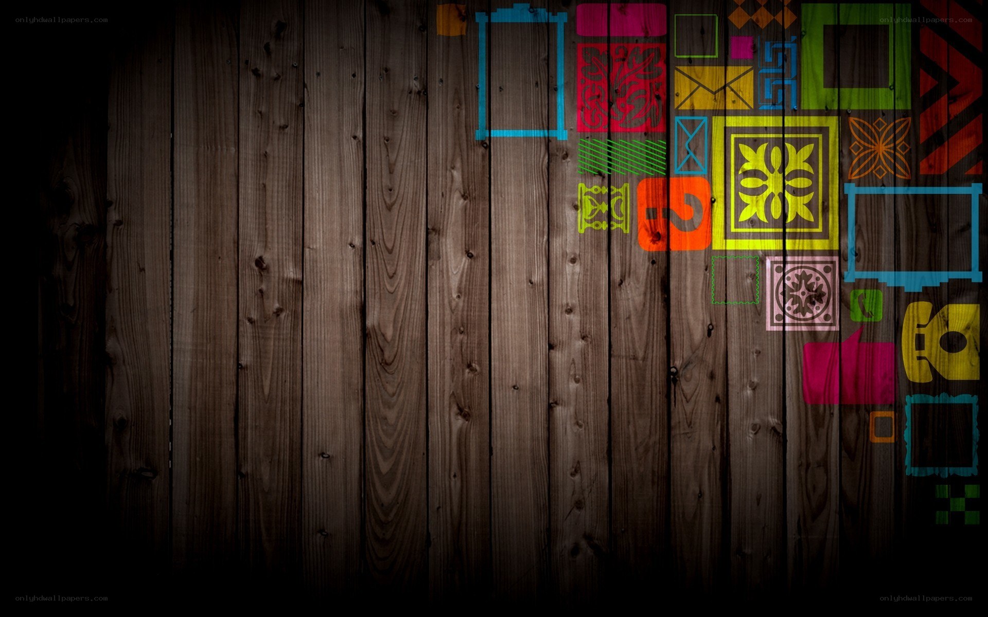 colorful geometric pattern on wood