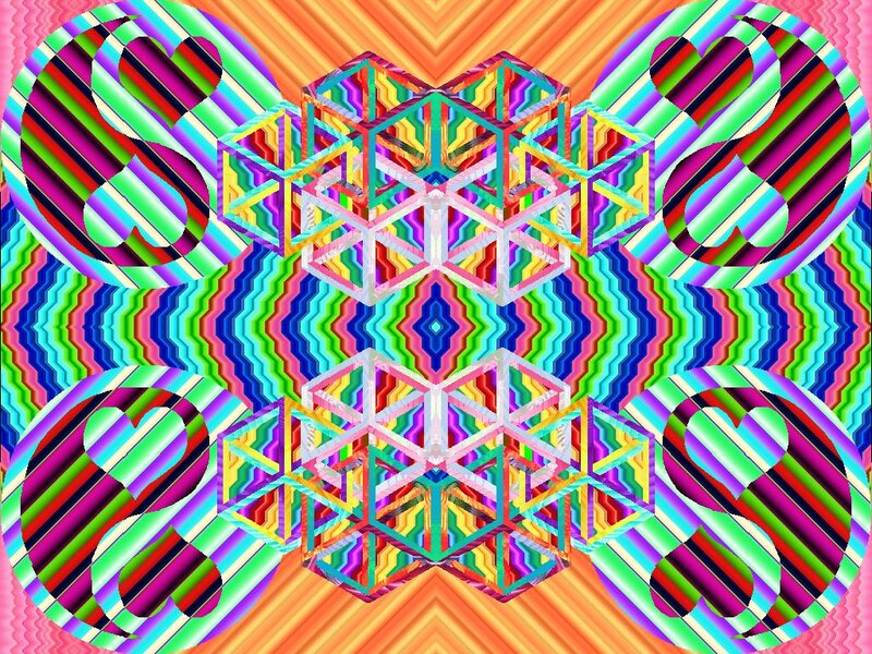 Colorful Geometric Pattern — Pink, Vibrant, Abstract, Hearts