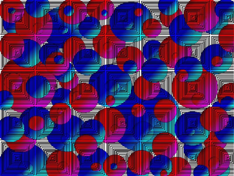 Colorful Geometric Pattern — Red, Vibrant, Abstract, Circles