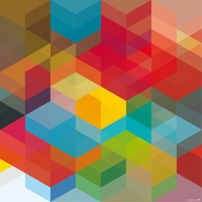 Colorful Geometric Pattern — Red, Vibrant, Abstract, Hexagons