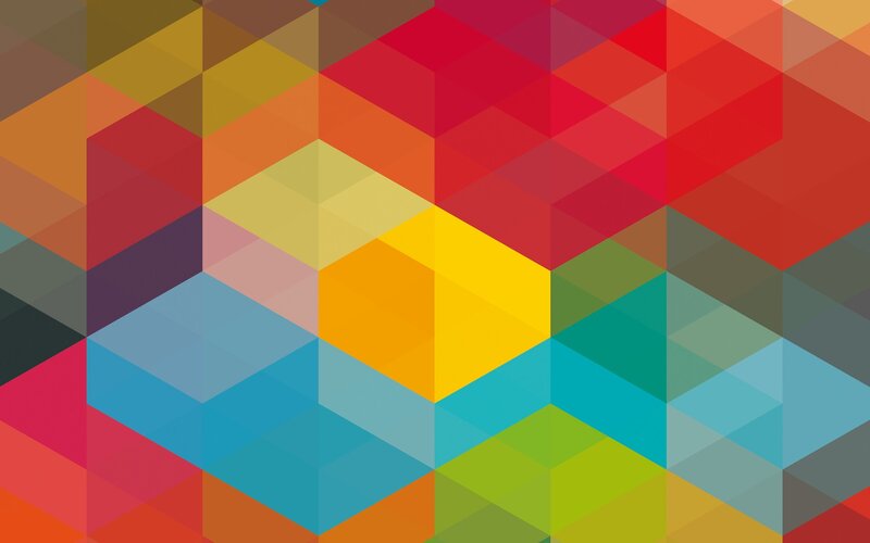 Colorful Geometric Pattern — Red, Vibrant, Abstract, Hexagons, Triangles