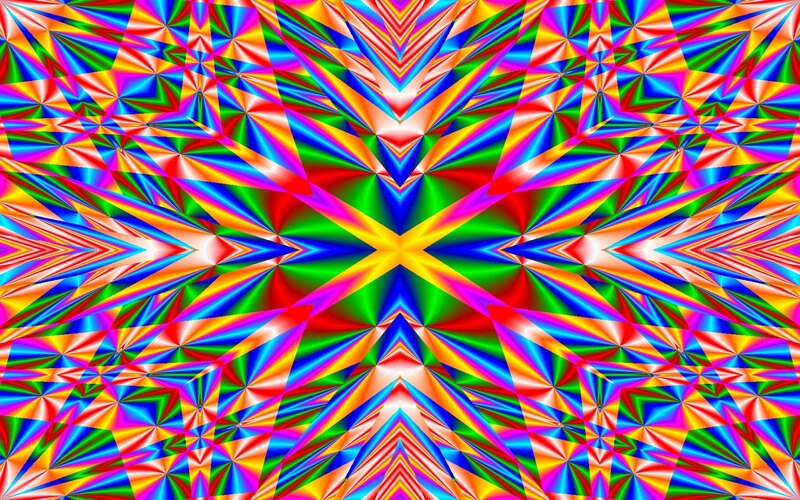 Colorful Geometric Pattern — Red, Vibrant, Abstract, Stars, Triangles