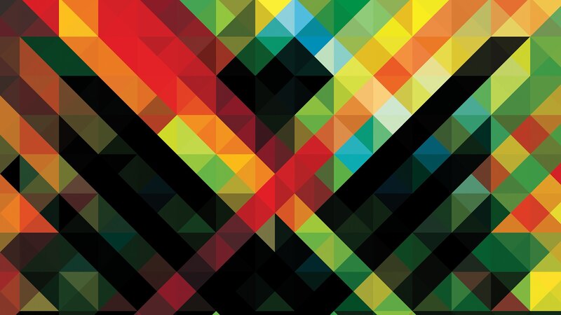 Colorful Geometric Pattern — Red, Vibrant, Abstract, Triangles, Diagonal Lines
