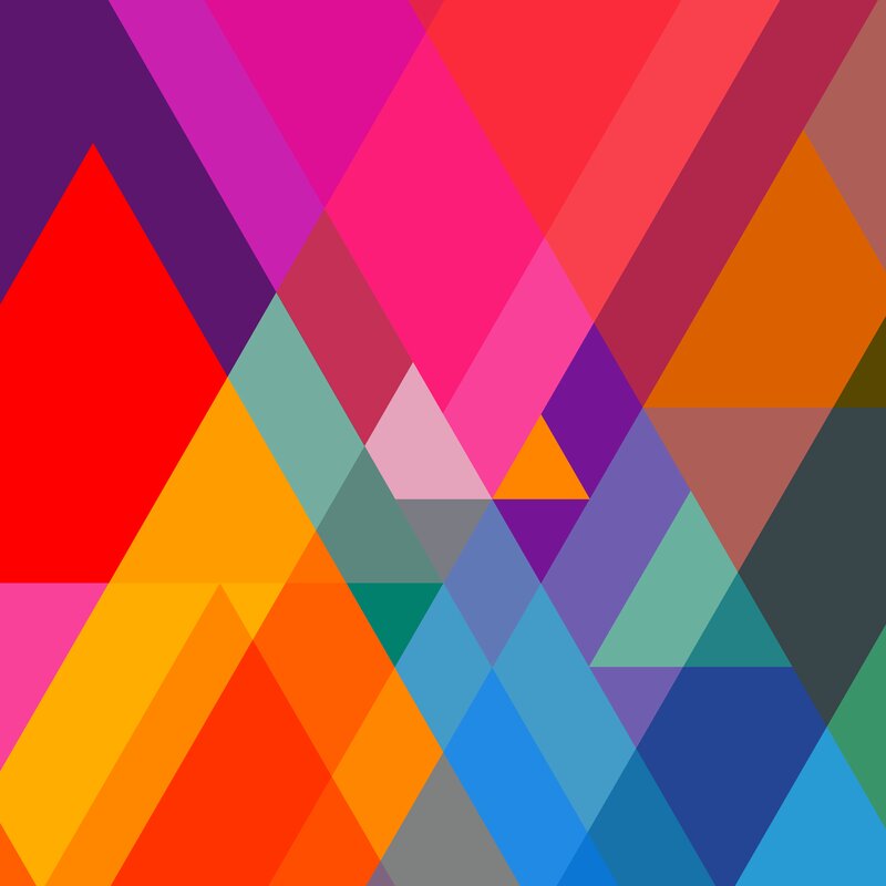 Colorful Geometric Pattern — Red, Vibrant, Abstract, Triangles, Diamonds, Shapes