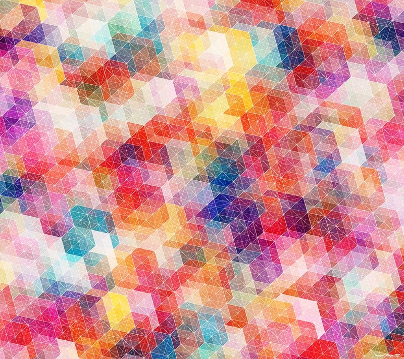Colorful Geometric Pattern — Red, Vibrant, Abstract, Triangles, Hexagons