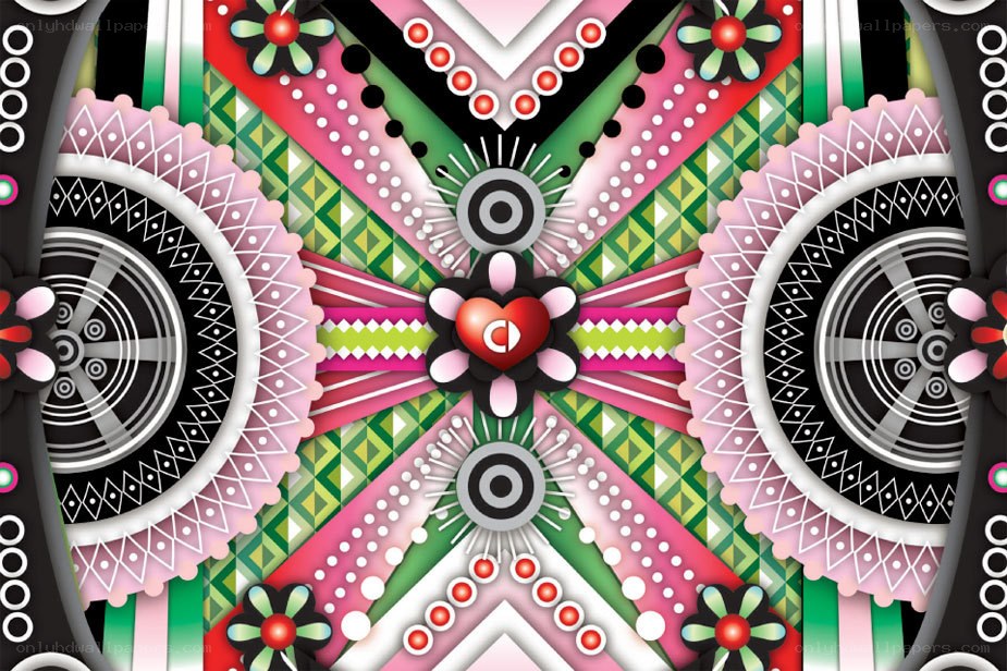 colorful geometric pattern with heart