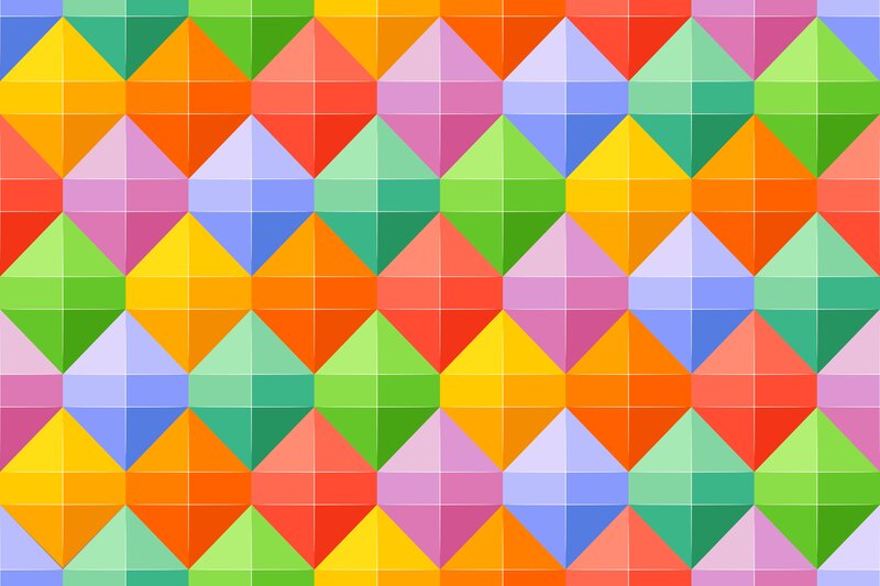 Colorful Geometric Pattern — Yellow, Vibrant, Abstract, Triangles, Diamonds