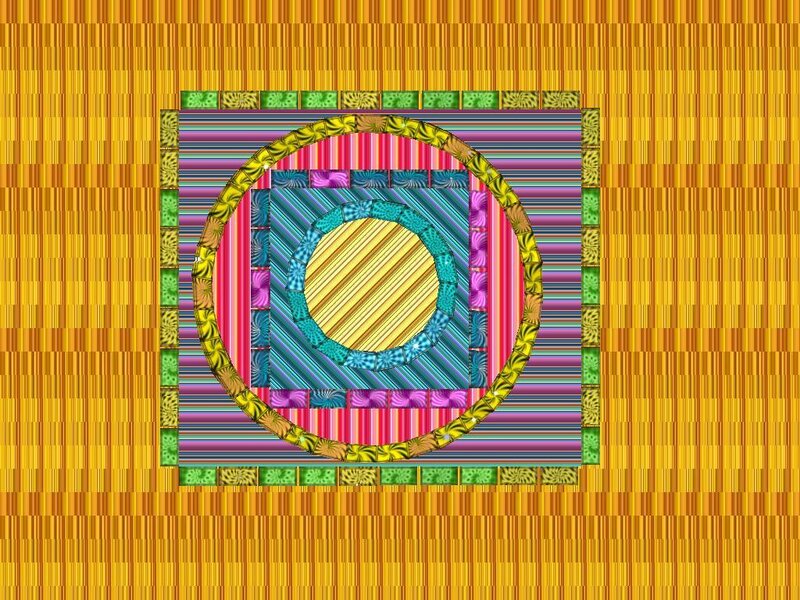 Colorful Geometric Pattern — Yellow, Vibrant, Digital Art, Circle