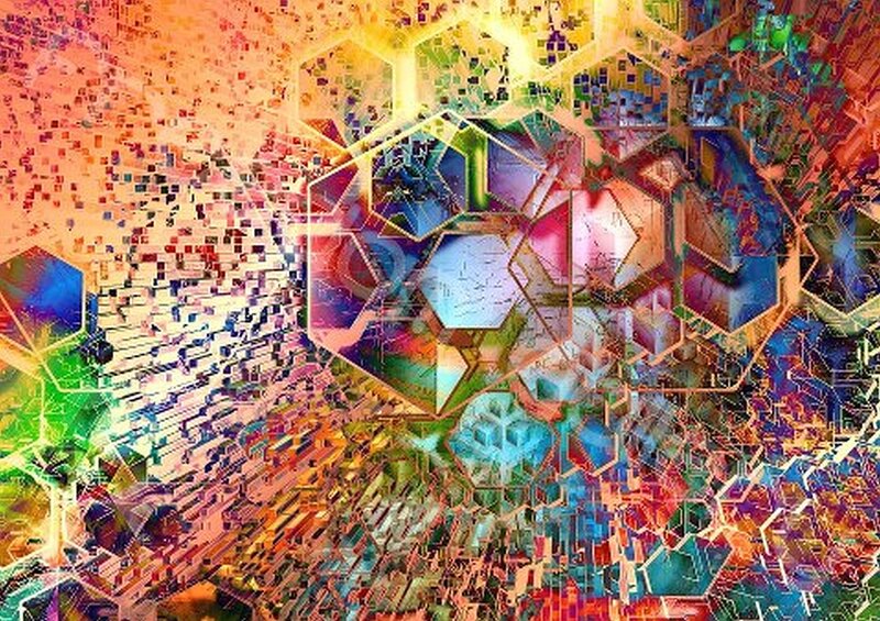 Colorful Geometric Pattern — Yellow, Vibrant, Digital Art