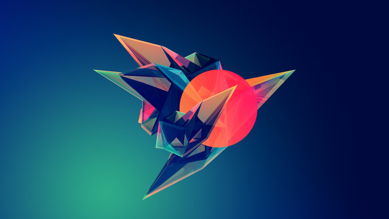 Colorful Geometric Shape — Blue, Abstract