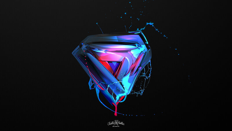 Colorful Geometric Shape — Blue, Dramatic