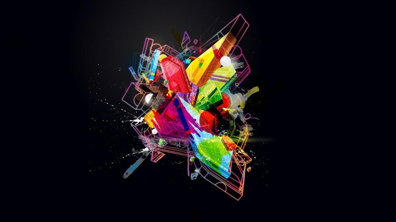 Colorful Geometric Shapes — Black, Dynamic