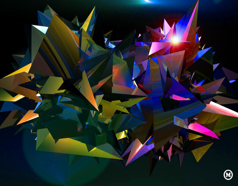 Colorful Geometric Shapes — Blue, Dramatic