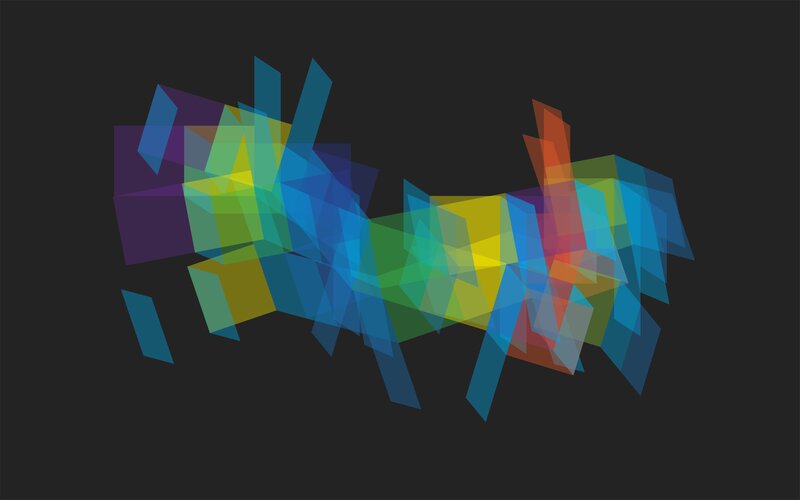 Colorful Geometric Shapes — Blue, Dynamic