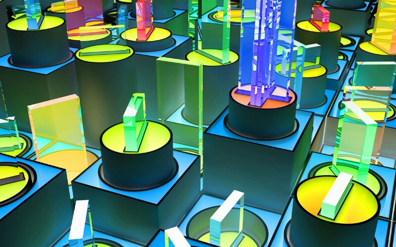 Colorful Geometric Shapes — Blue, Vibrant, 3d Render