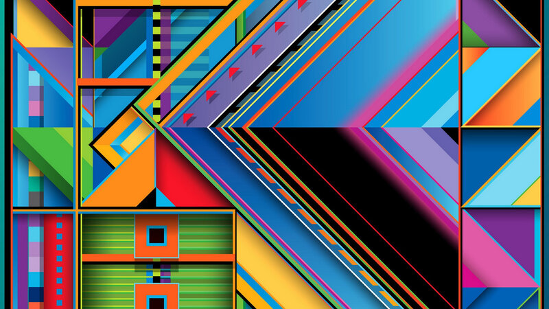 Colorful Geometric Shapes — Blue, Vibrant, Abstract, Triangles