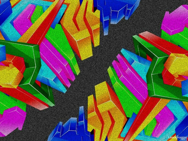 Colorful Geometric Shapes — Blue, Vibrant, Digital Art, Abstract