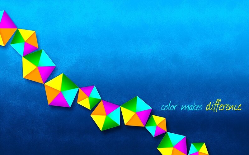 Colorful Geometric Shapes — Blue, Vibrant, Digital Art, Text
