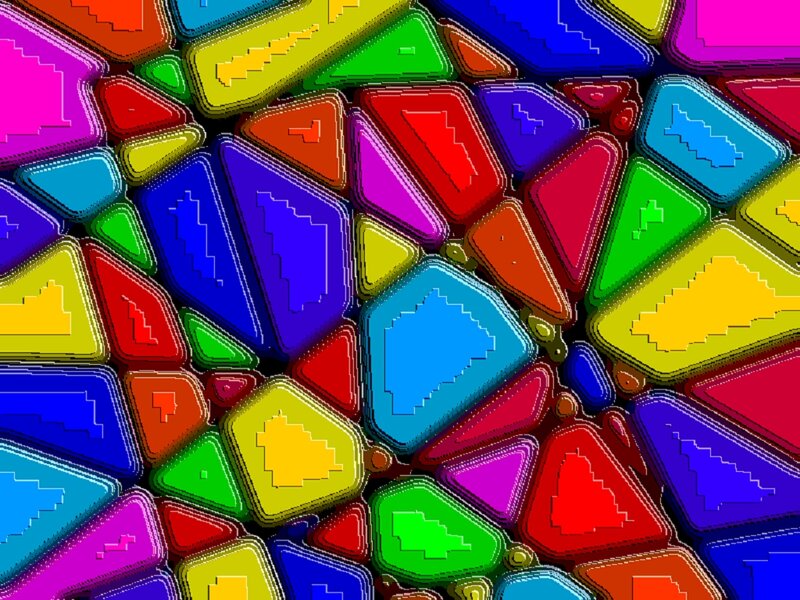 Colorful Geometric Shapes — Blue, Vibrant, Digital Art