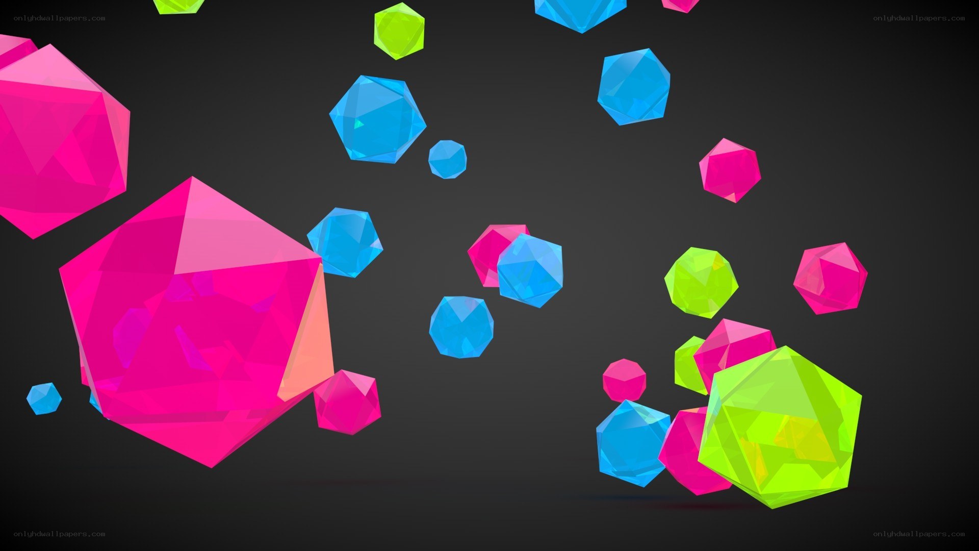 colorful geometric shapes floating