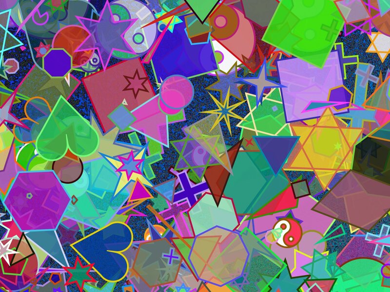 Colorful Geometric Shapes — Green, Chaotic