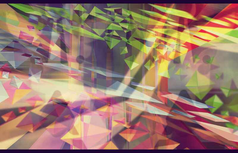 Colorful Geometric Shapes — Green, Dynamic, Abstract