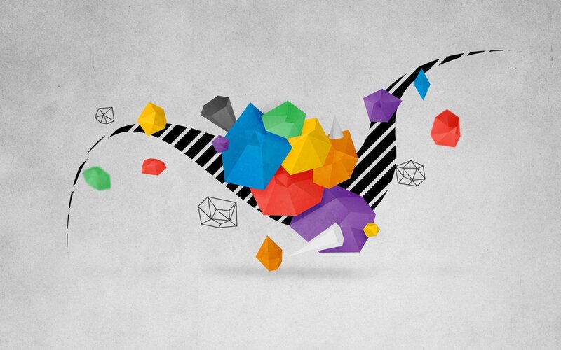 colorful geometric shapes in motion