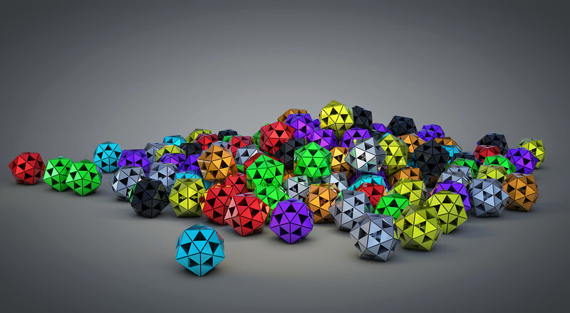 Colorful geometric shapes pile