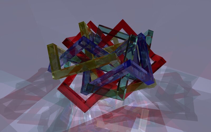Colorful Geometric Shapes — Red, Abstract, 3d Render