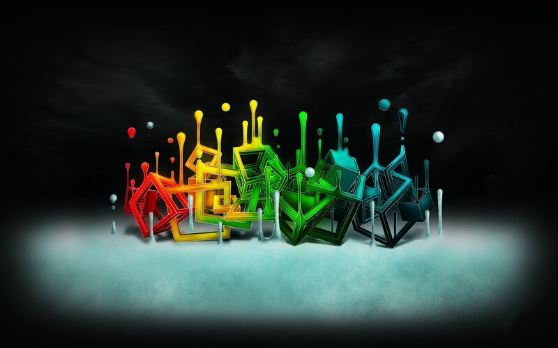 Colorful Geometric Shapes — Red, Dramatic, Digital Art