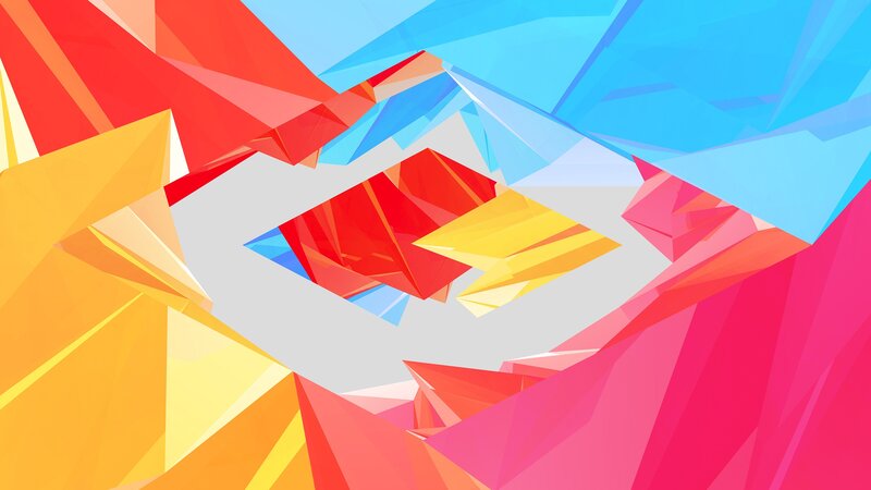 Colorful Geometric Shapes — Red, Dynamic, Abstract