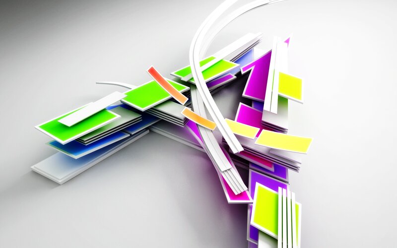 Colorful Geometric Shapes — White, Dynamic
