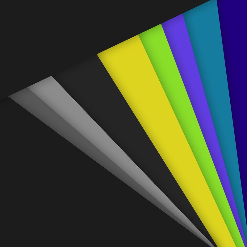 Colorful Geometric Shapes — Yellow, Dynamic, Abstract, Black Background