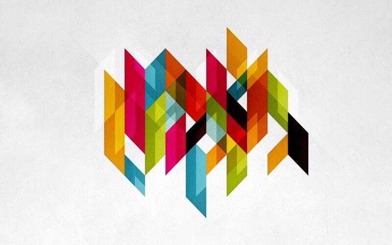 Colorful Geometric Shapes — Yellow, Dynamic, Abstract