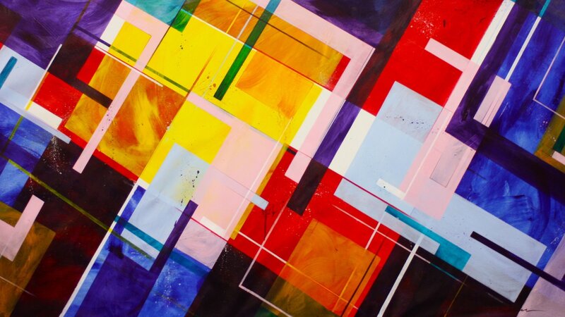 Colorful Geometric Shapes — Yellow, Vibrant, Abstract