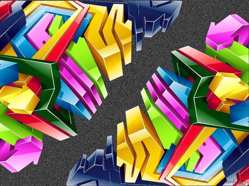 Colorful Geometric Shapes — Yellow, Vibrant, Digital Art