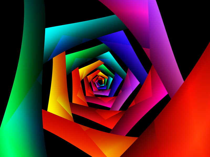 colorful geometric spiral tunnel