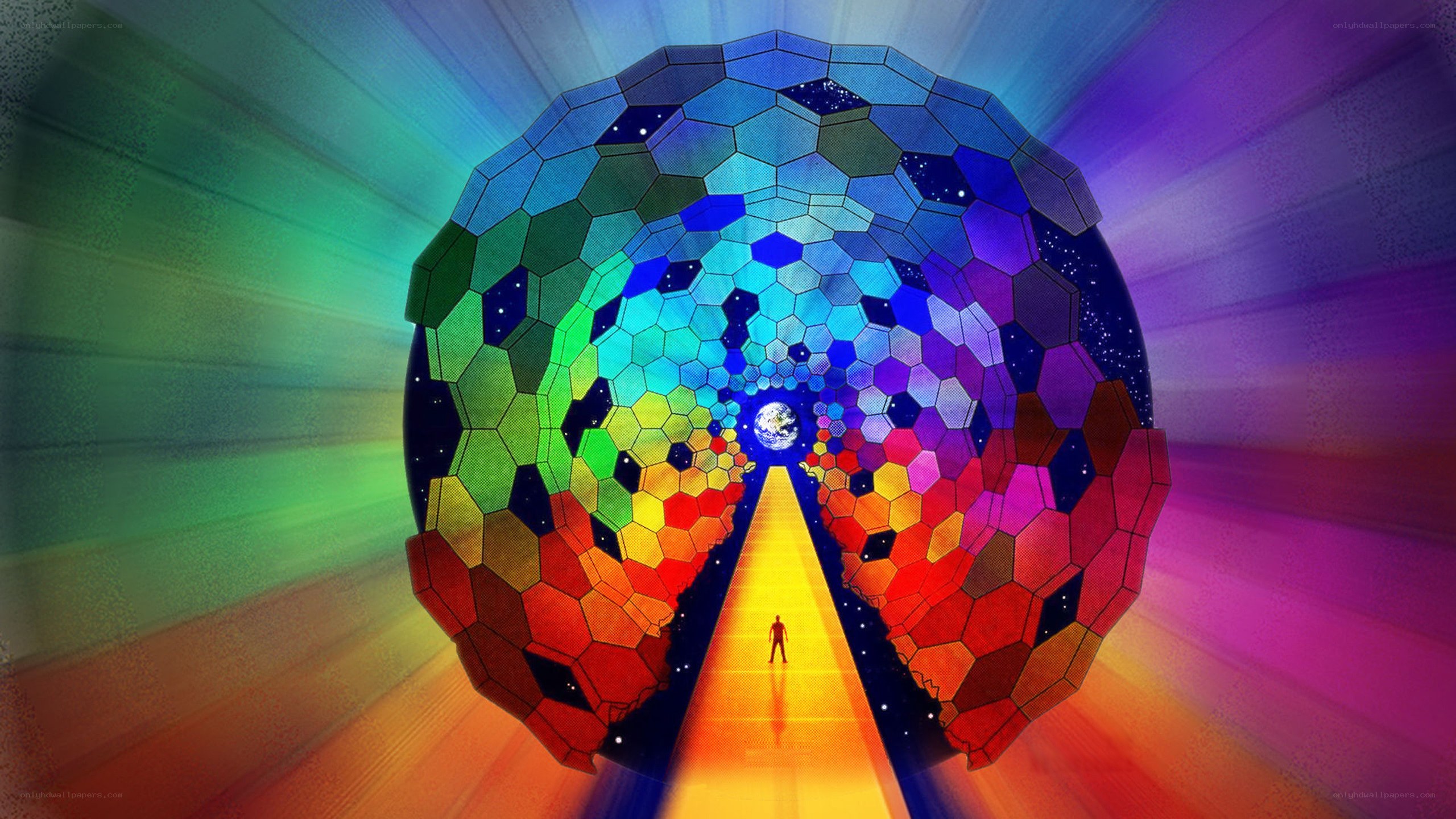 colorful geometric tunnel