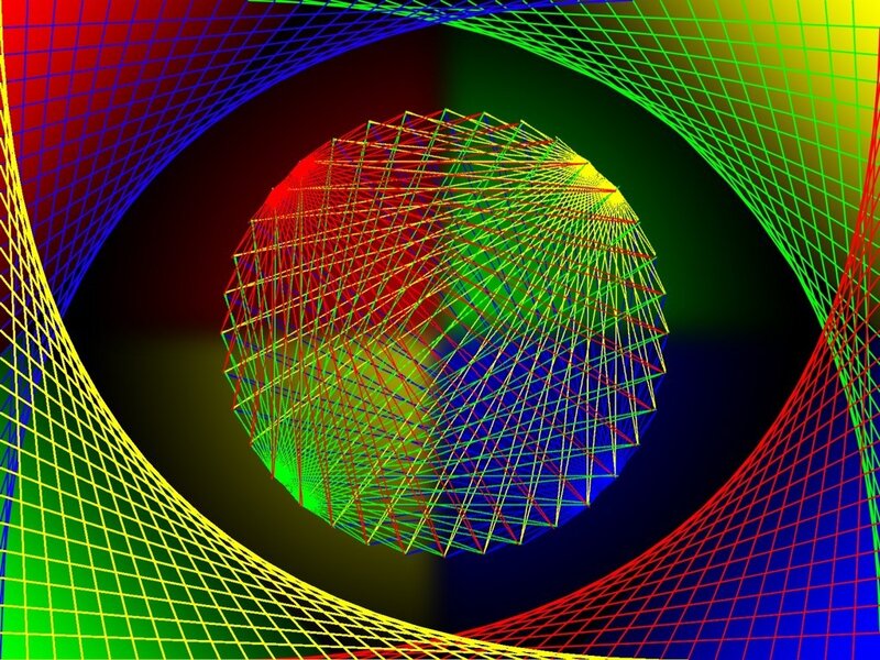 Colorful geometric wireframe sphere