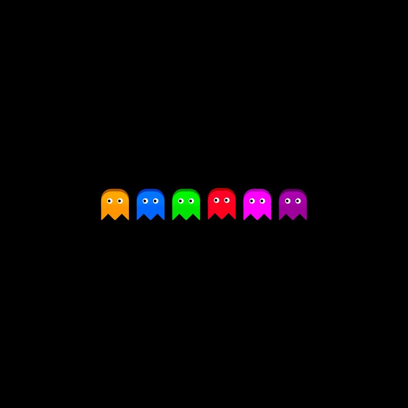Colorful Ghosts in Row