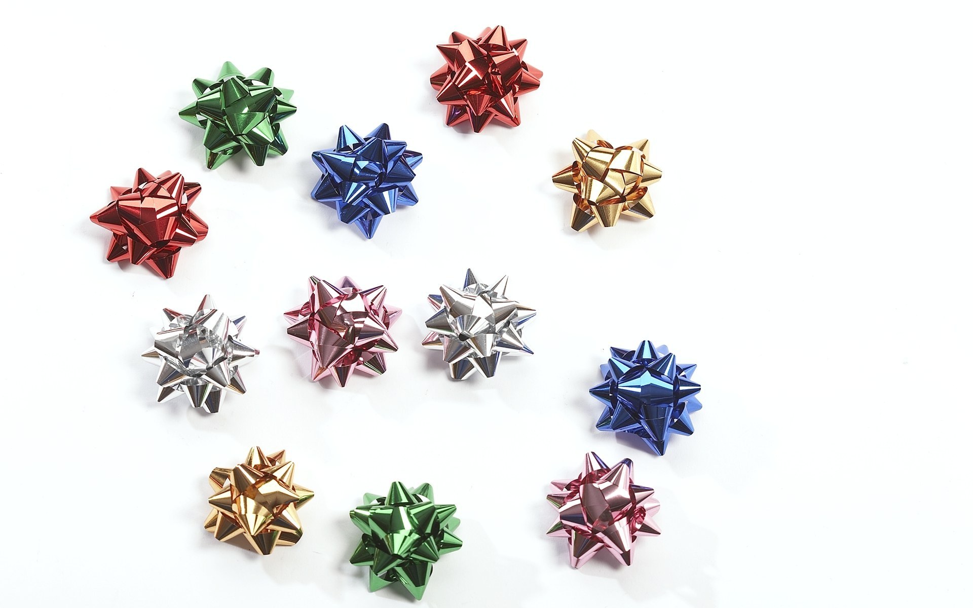 colorful gift bows on white