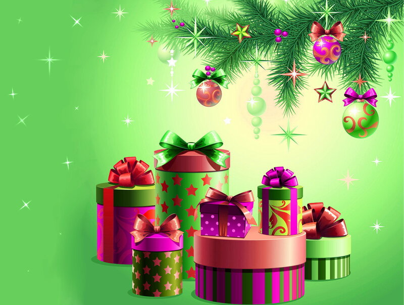 Colorful Gift Boxes — Green, Festive