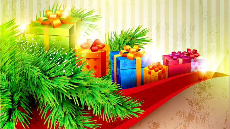Colorful Gift Boxes — Green, Festive, Winter