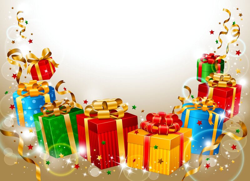Colorful Gift Boxes — Red, Festive, Vector Art
