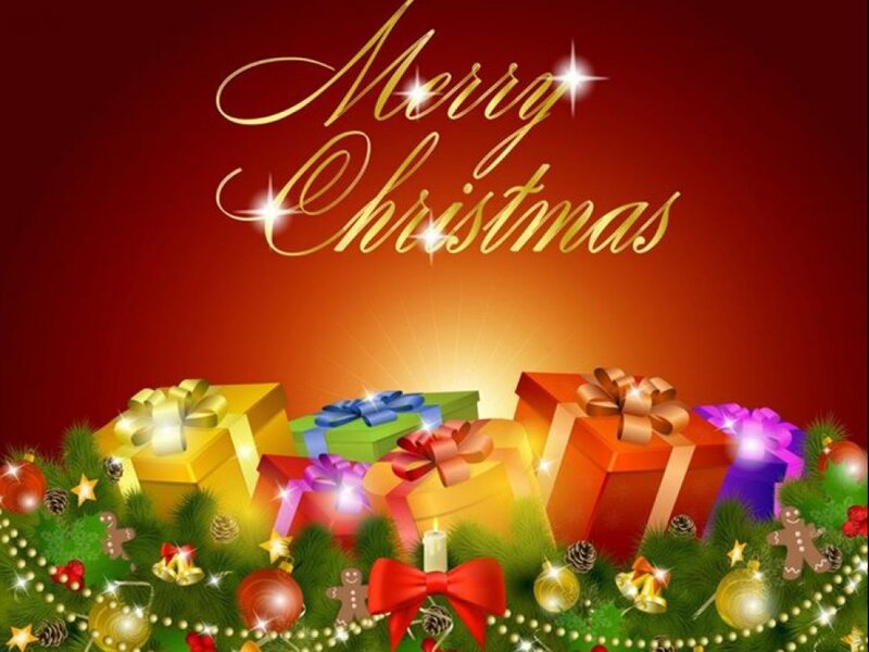 Colorful Gift Boxes — Red, Festive, Winter, Digital Art