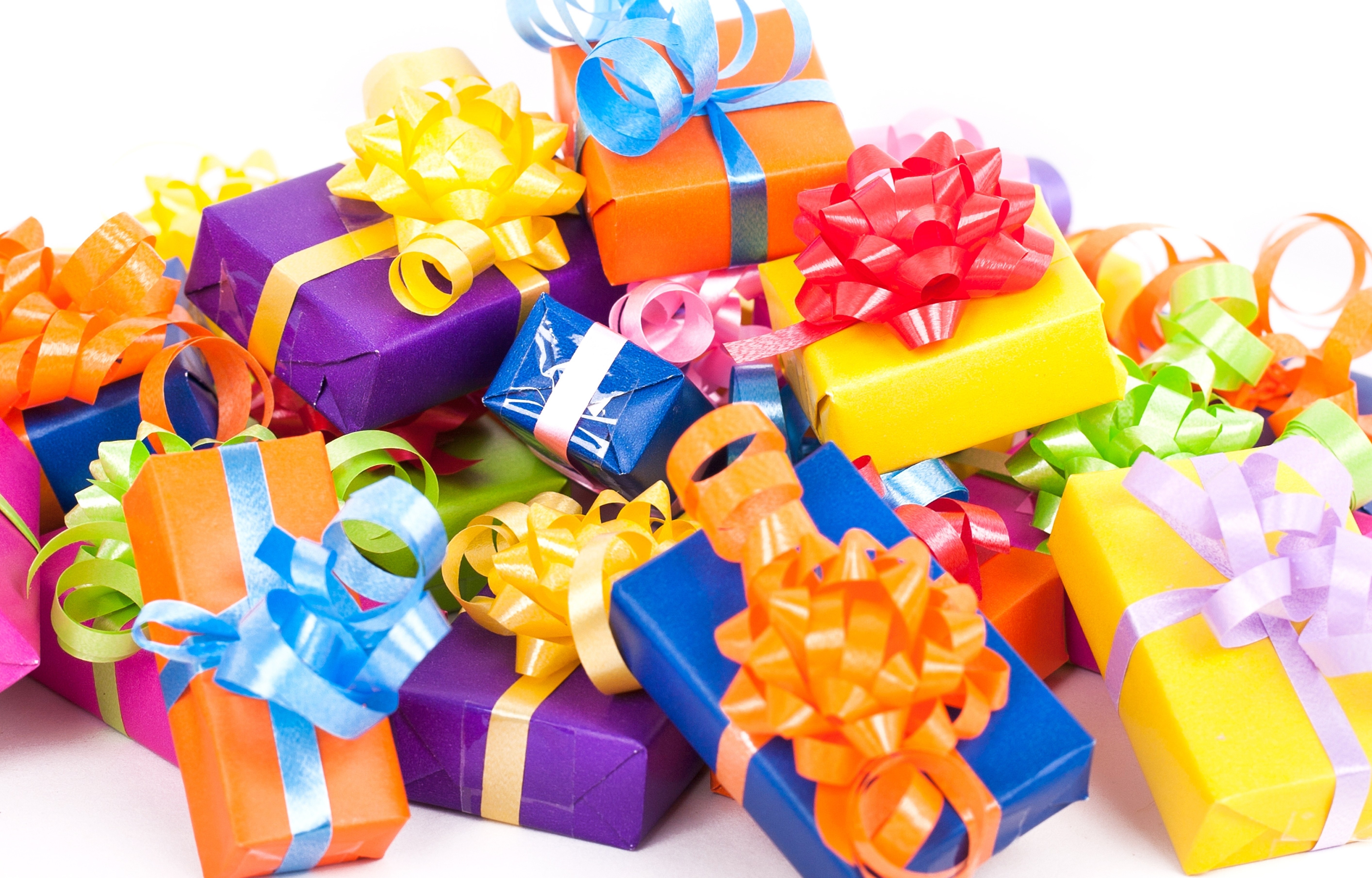 Colorful gift boxes with bows